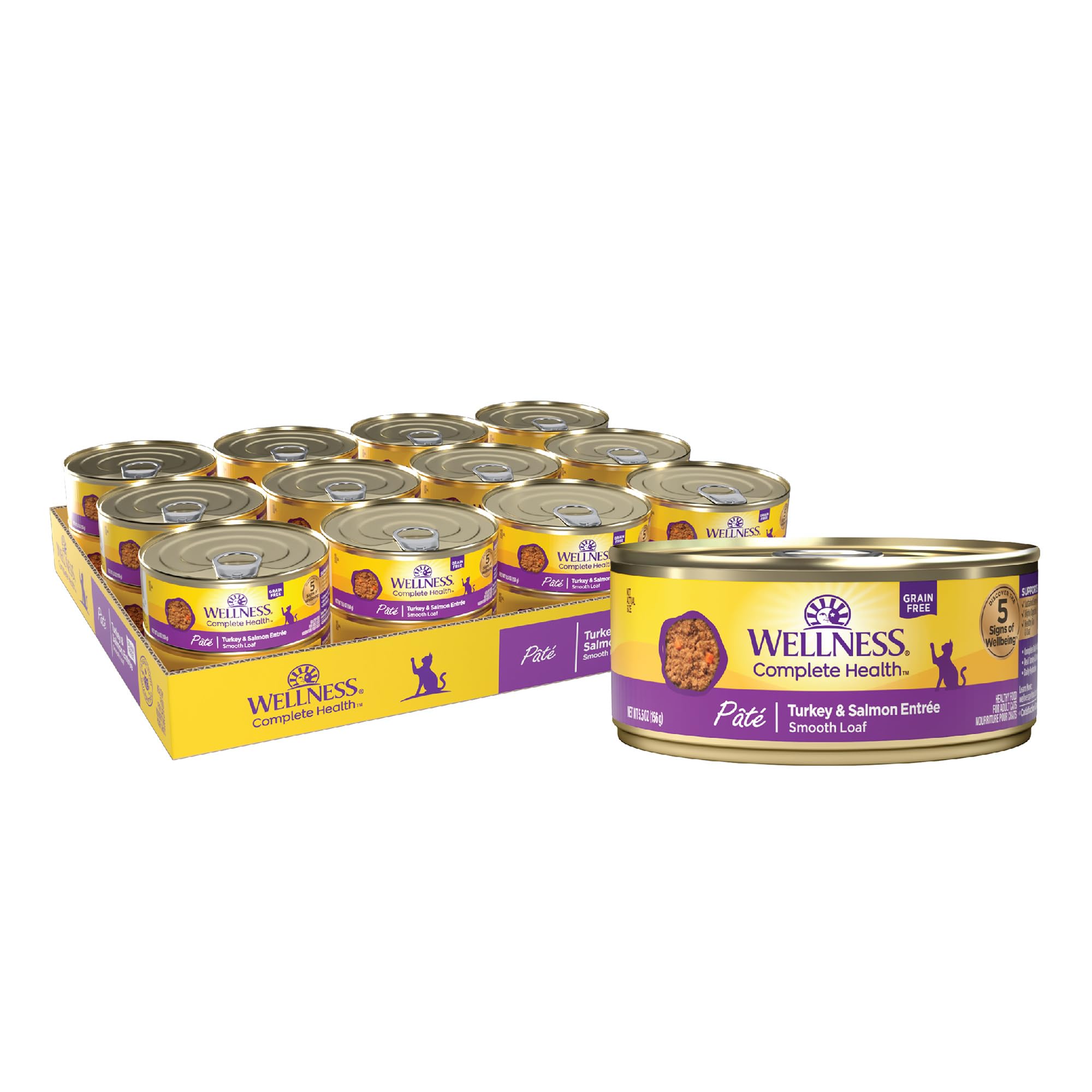 Wellness Health Pate Adult Wet Cat Food, Turkey & Salmon