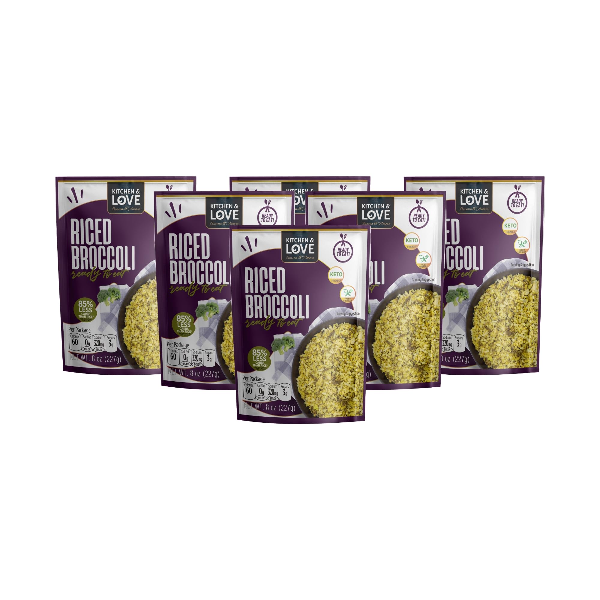 KITCHEN AND LOV (Pack of 18) Kitchen and Love Riced Broccoli Ready to Heat Entree Mix 8 Oz