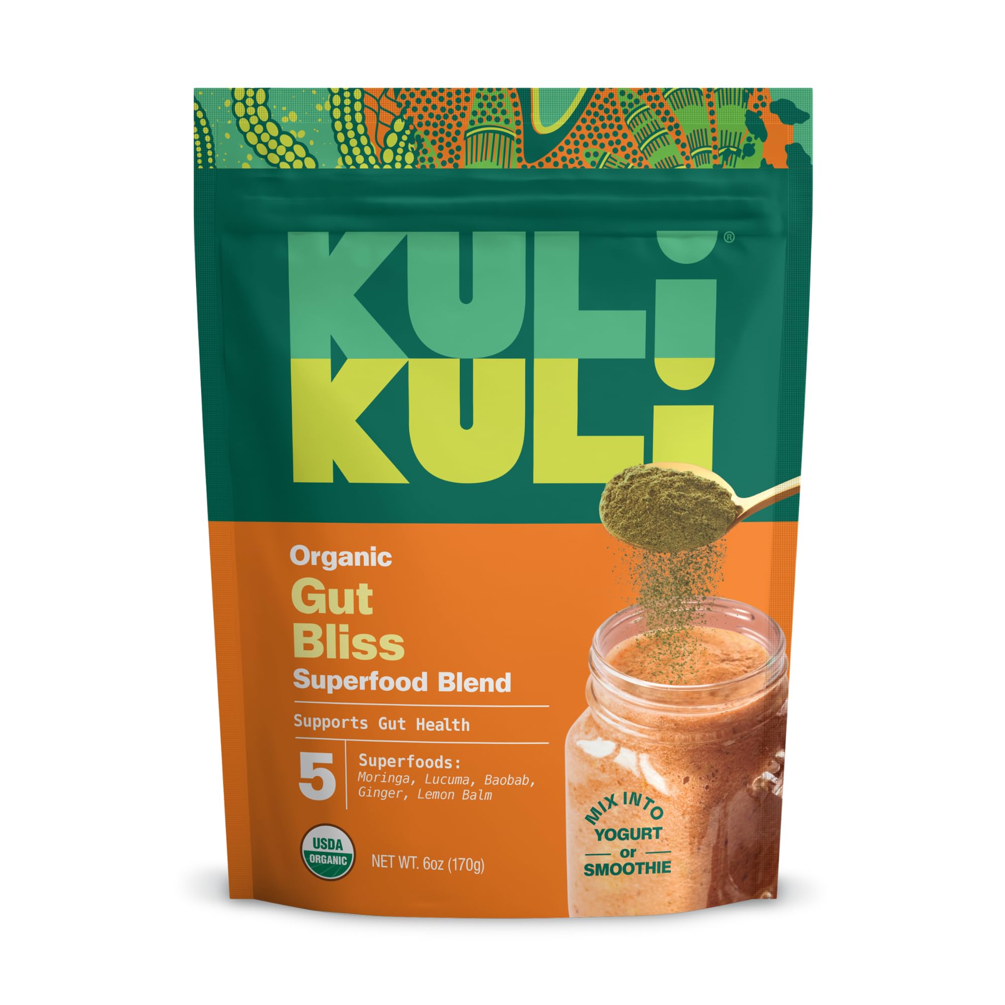 KULI KULI MO (Pack of 4) Kuli Kuli Mo Superfood Gut Bliss Green Supplement Powder 6 Oz