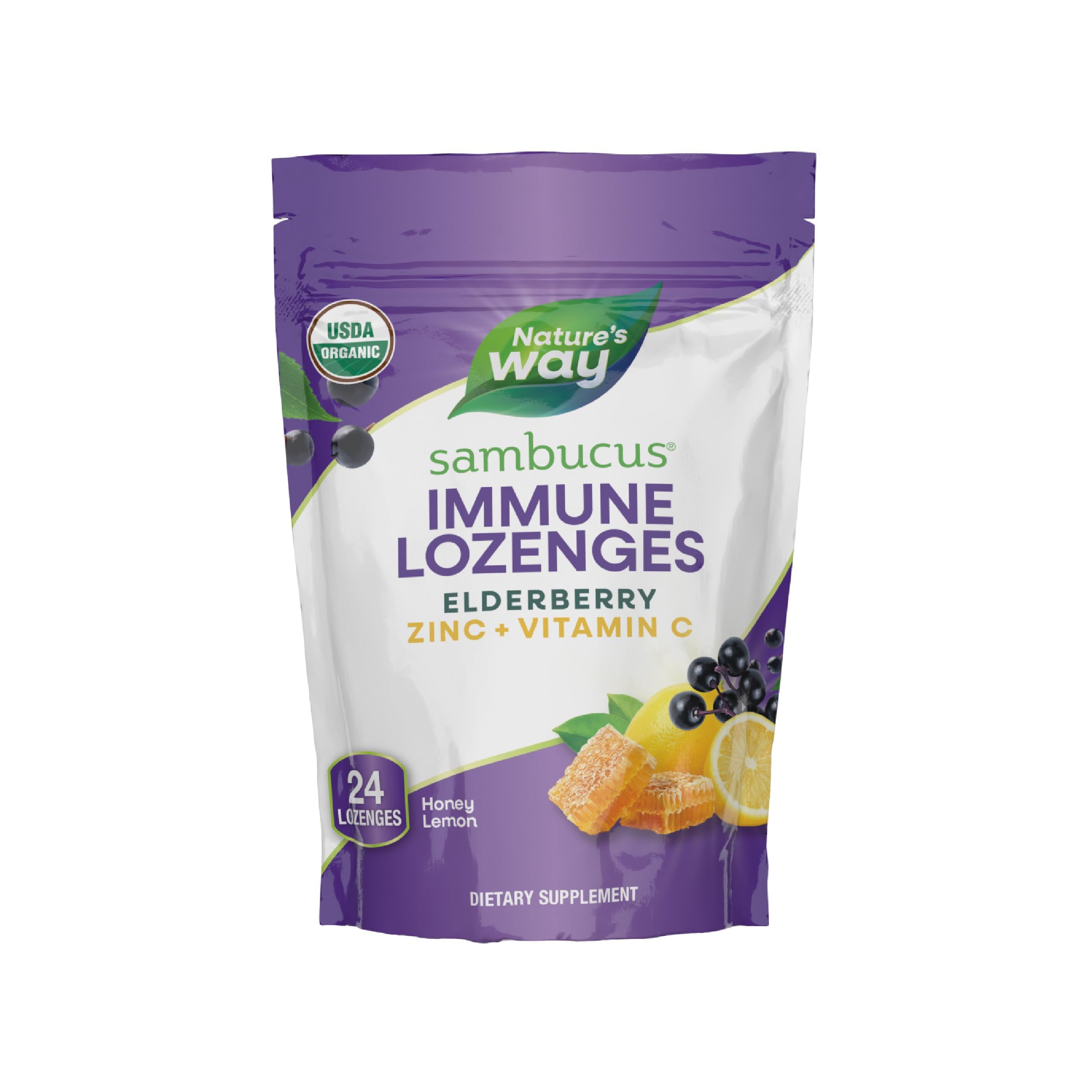NATURES WAY (Pack of 12) Nature's Way Sambucus Organic Zinc Lozenges 24 Pieces