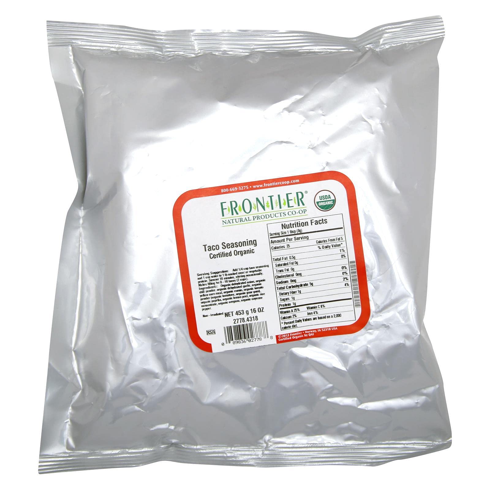 FRONTIER BULK (Pack of 4) Frontier Bulk Organic Taco Seasoning 16 Oz
