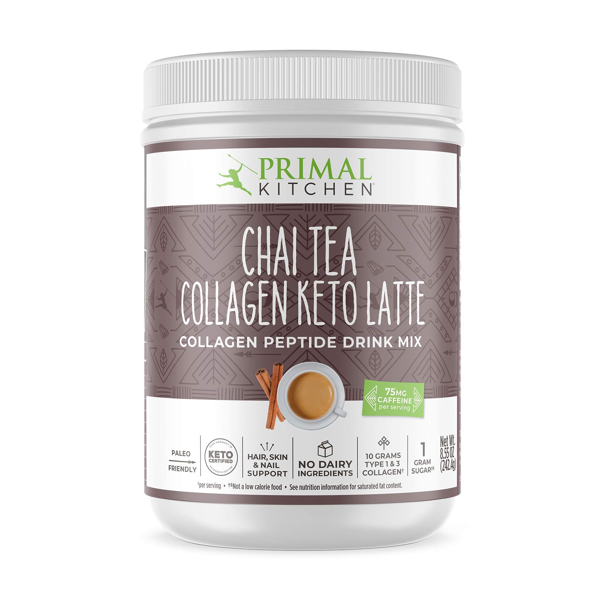 Primal Kitchen Chai Tea Collagen Keto Latte Powder, Collagen Peptide Drink Mix