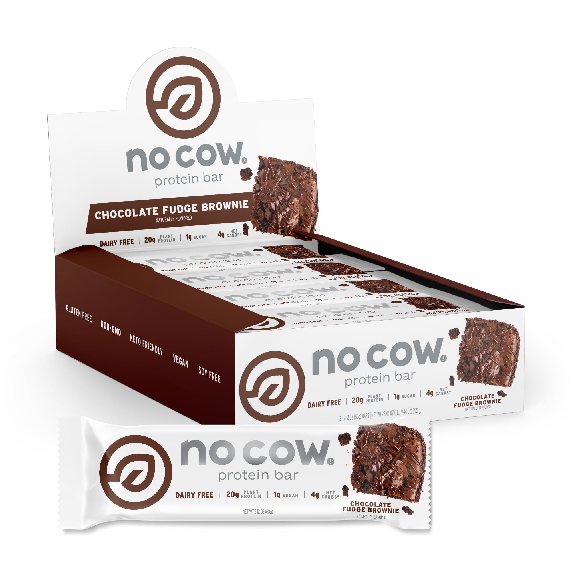 No Cow Bar Chocolate Fudge Brownie Protein Nutrition Ba