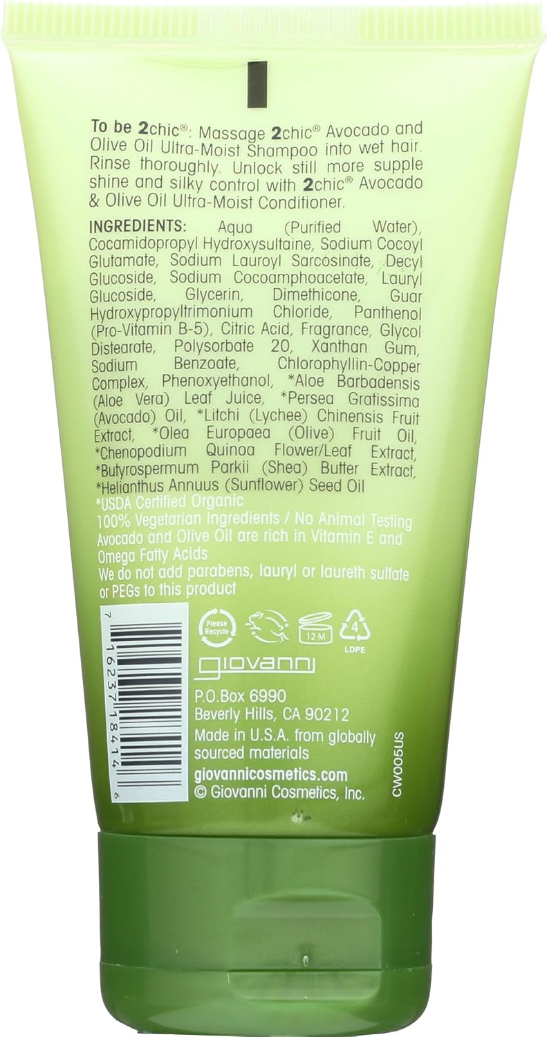 GIOVANNI COSMET (Pack of 27) Giovanni Cosmetics Ultra Moisturizing Shampoo Avocado & Olive Oil 1.5 Fl Oz