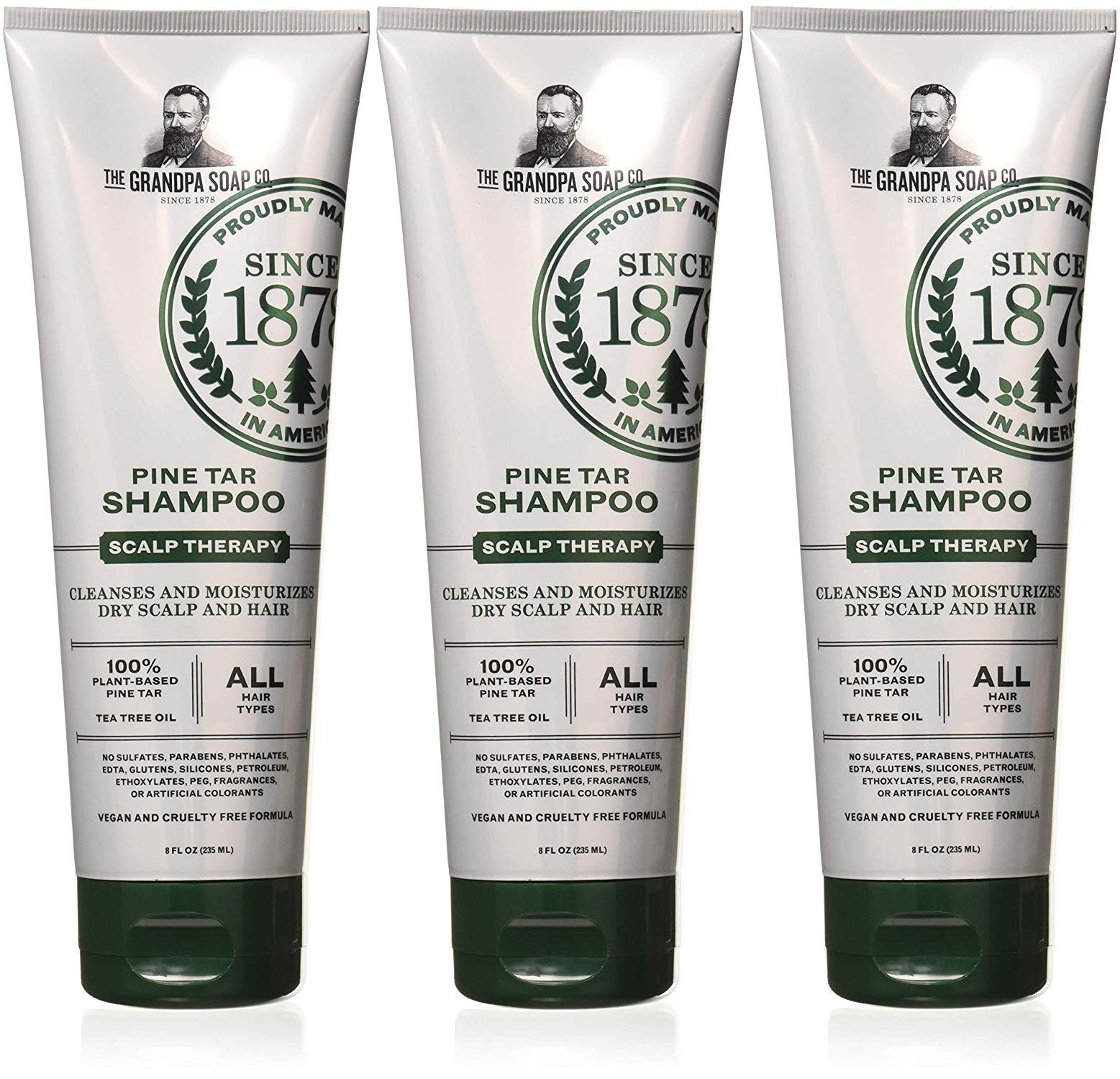 GRANDPAS (Pack of 6) Grandpa's Pine Tar Shampoo for Scalp Hair Care 8 Fl Oz