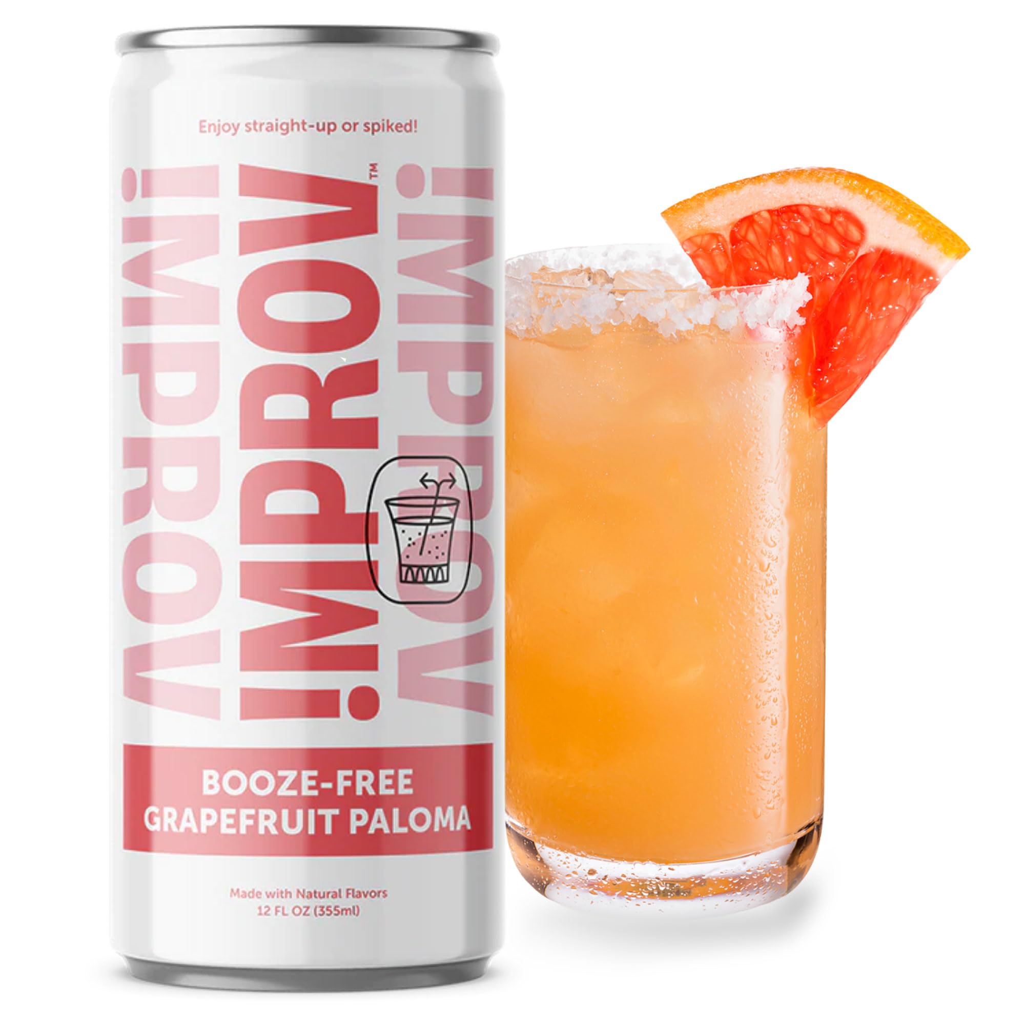 Improv Booze Fr Alcohol-Free Mocktail Beverage Carbonated Cocktail Grapefru