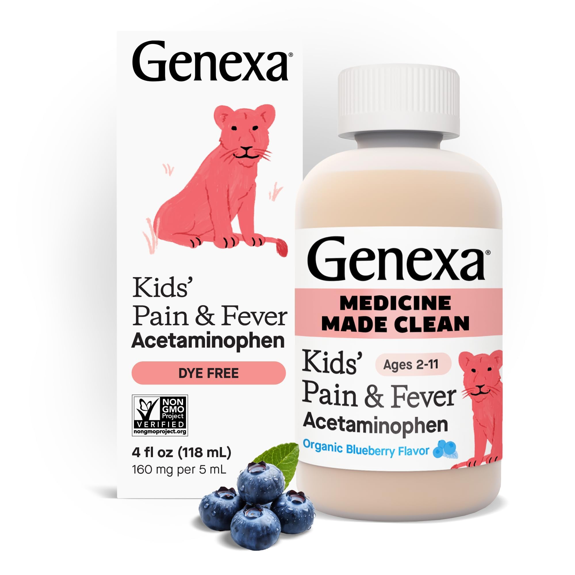 GENEXA (Pack of 8) Genexa Pain Fever OTC Kids Liquid Medicine 4 Fl Oz