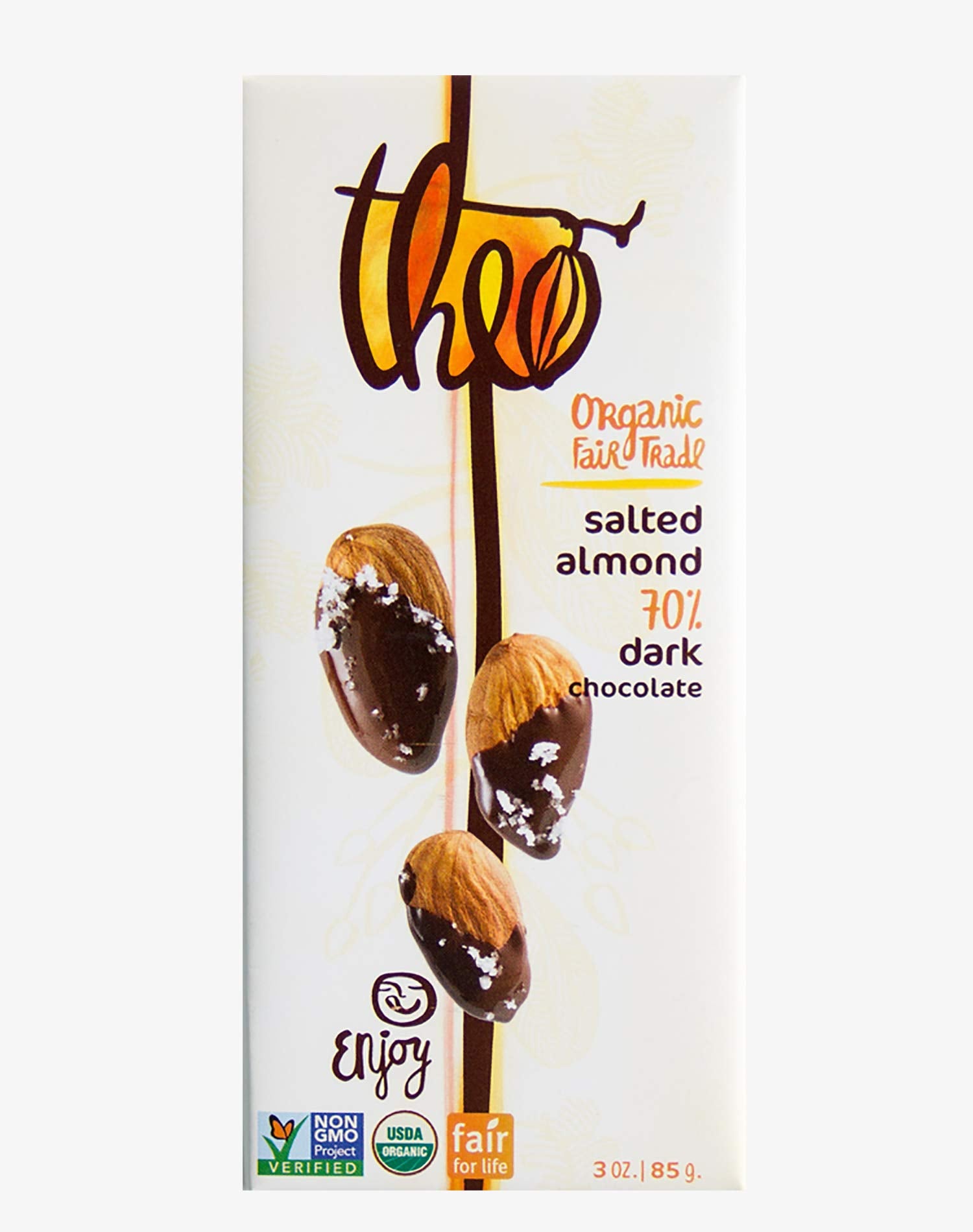 Theo Chocolate Theo Dark Chocolate Sea Salt Almond Chocolate Bar