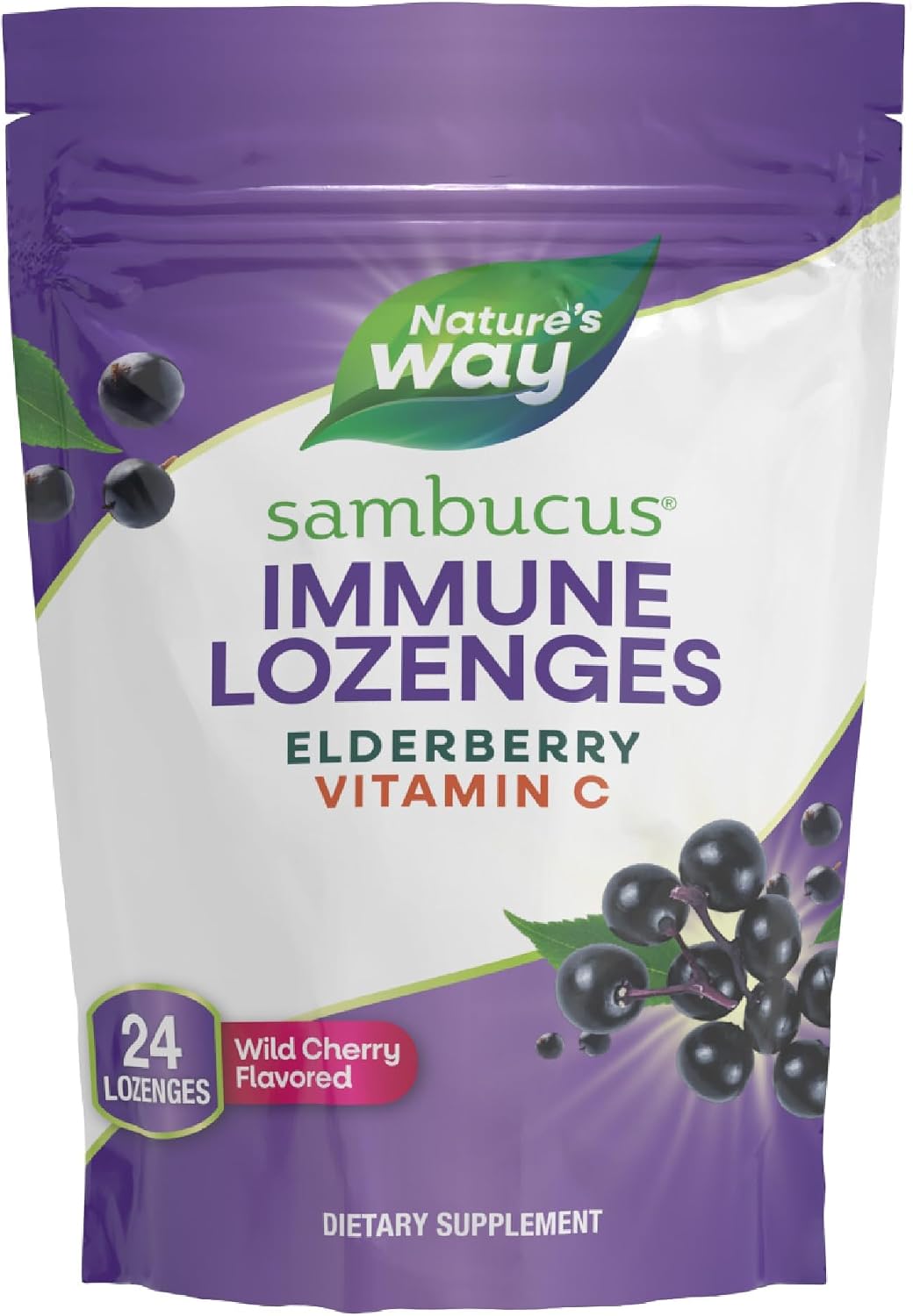 NATURES WAY (Pack Of 6) Natures Way Sambucus Cherry Lozenges 24 Each