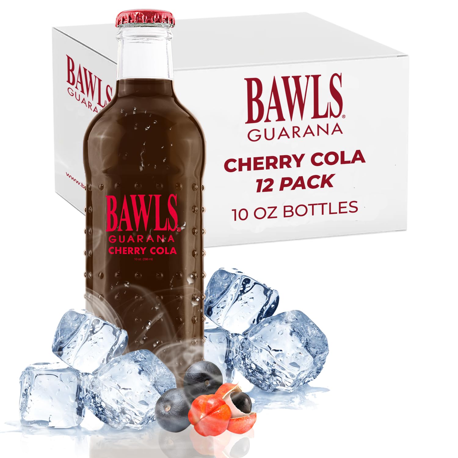 BAWLS GUARANA (Pack of 24) Bawls Guarana Soda Cherry Cola Functional Soda 10 Fl Oz