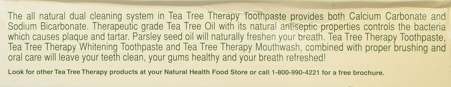 TEA TREE THERAP (Pack Of 9) Tea Tree Therapy Tea Tree Toothpaste Natural Mint 5 Oz