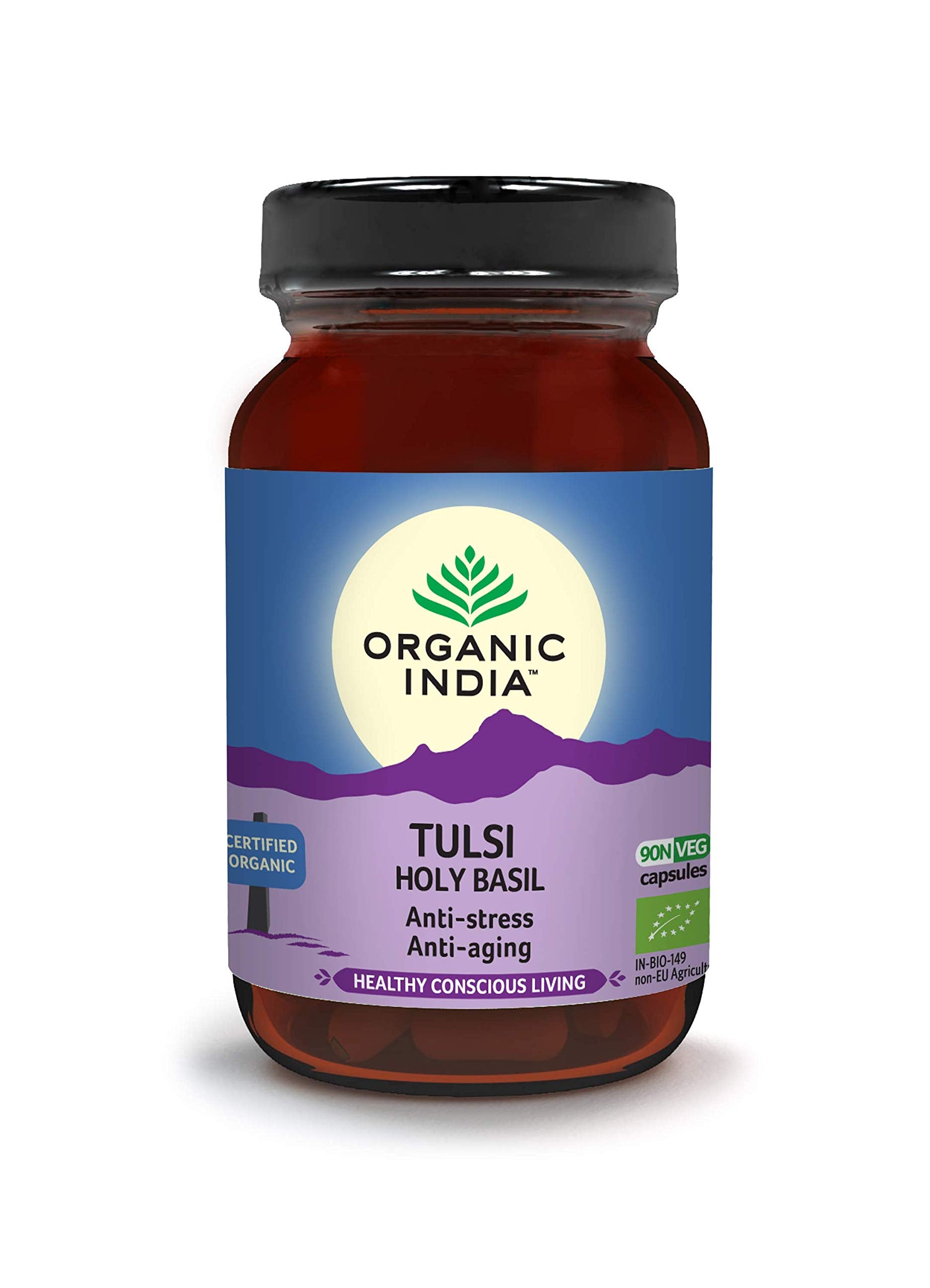 ORGANIC INDIA (Pack of 3) Organic India Tulsi Holy Basil Capsules 90 Count Herbal 90 Capsules
