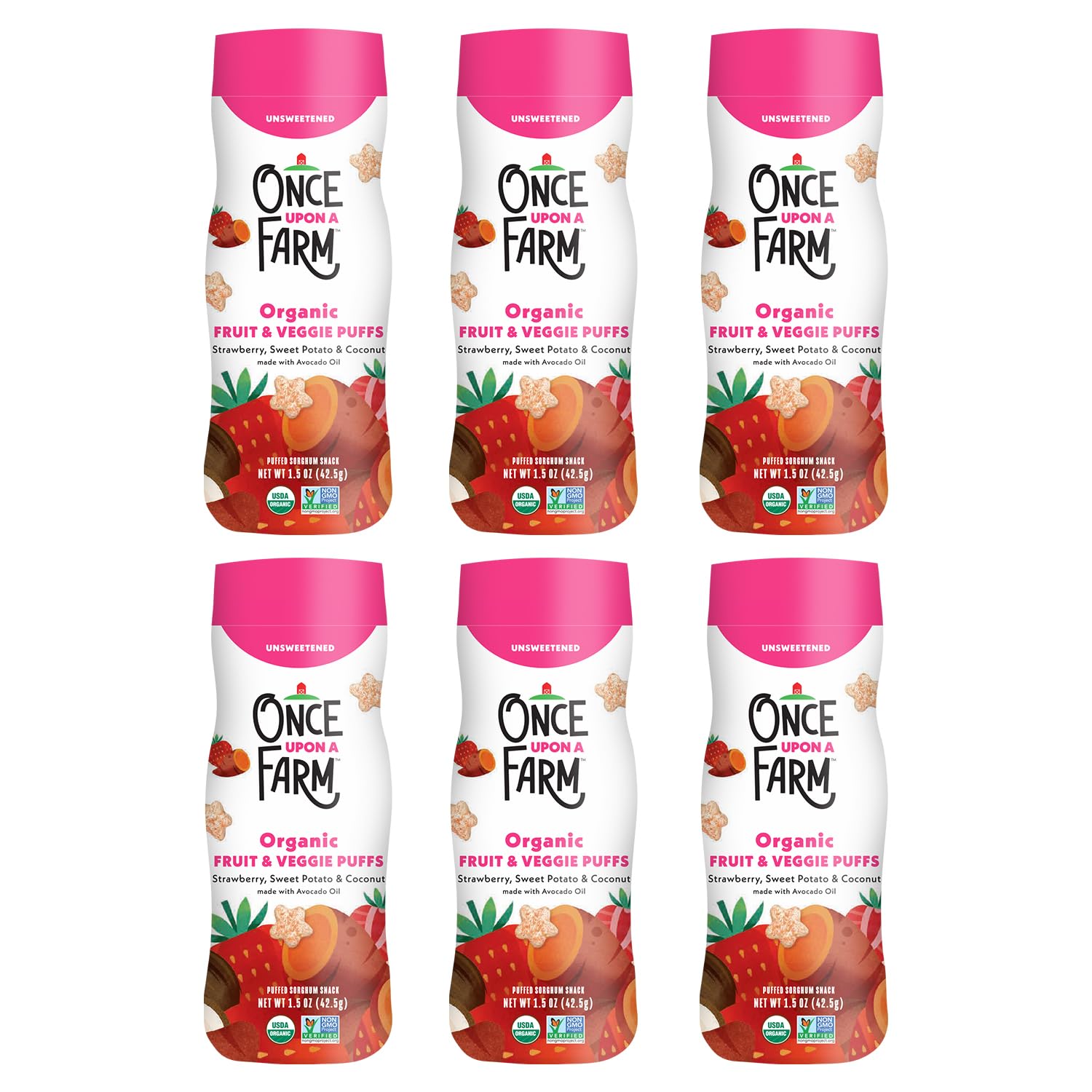 ONCE UPON A FAR (Pack of 12) Once Upon a Farm Strawberry Sweet Potato Coconut Puffs 1.5 Oz