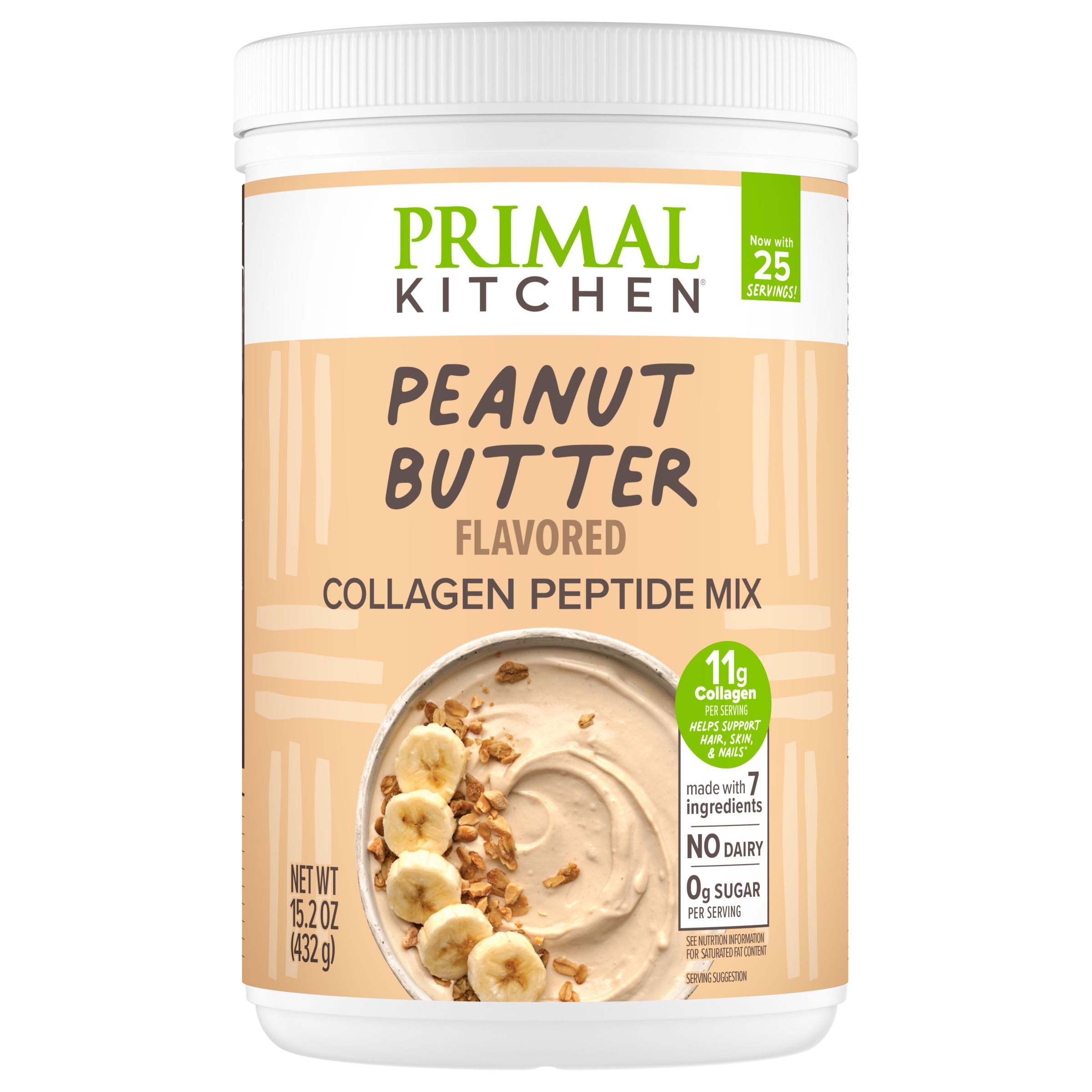 Primal Kitchen Peanut Butter Flavor Collagen Fuel® Drink Mix, Collagen Peptides, No Dairy