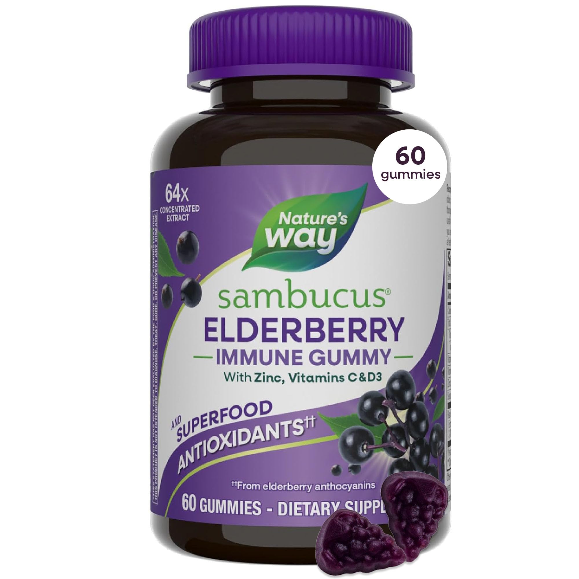 NATURES WAY (Pack Of 6) Natures Way Sambucus Gummys 60 Each