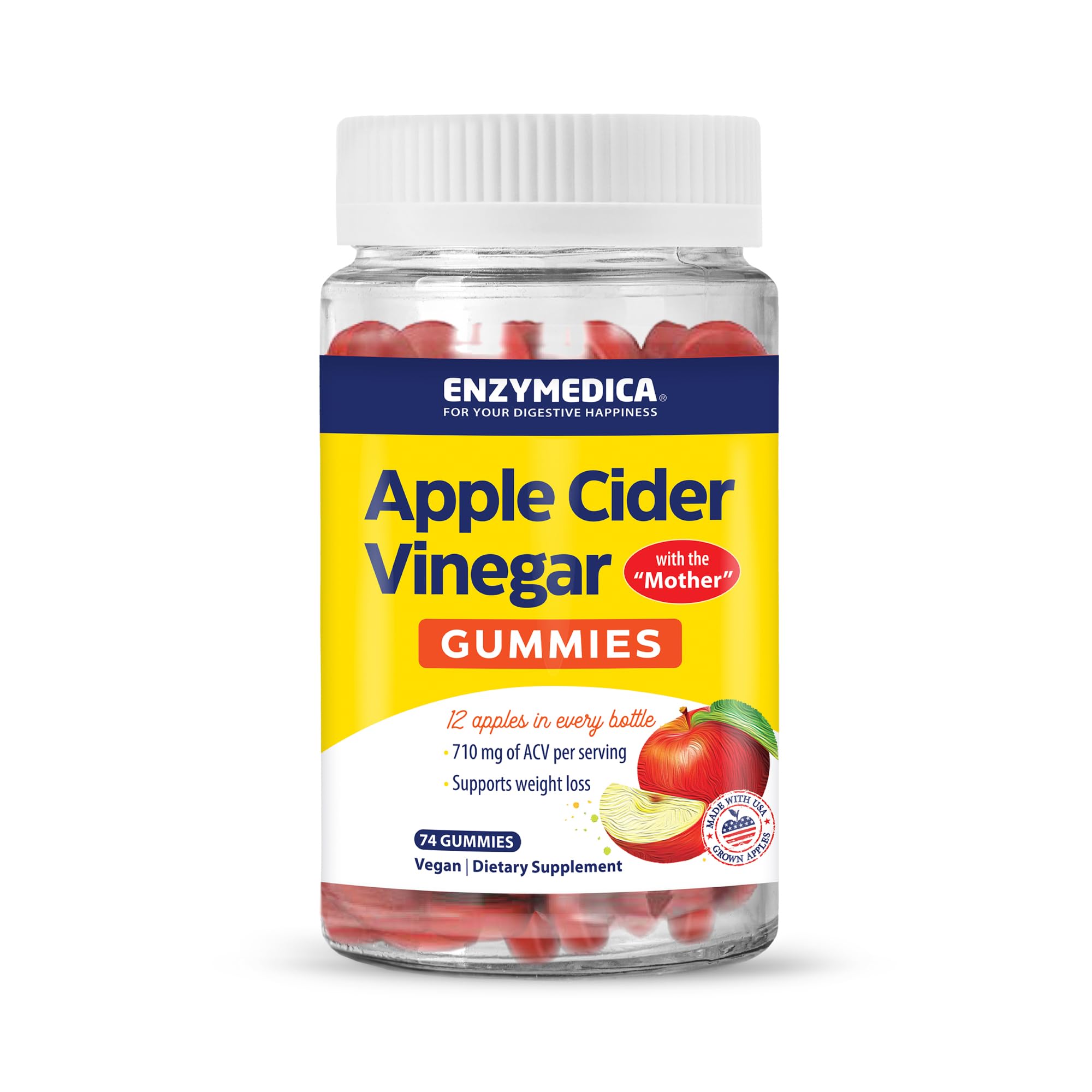 ENZYMEDICA (Pack of 3) Enzymedica Apple Cider Vinegar Gummy Digestive Aid Probiot 74 Pieces