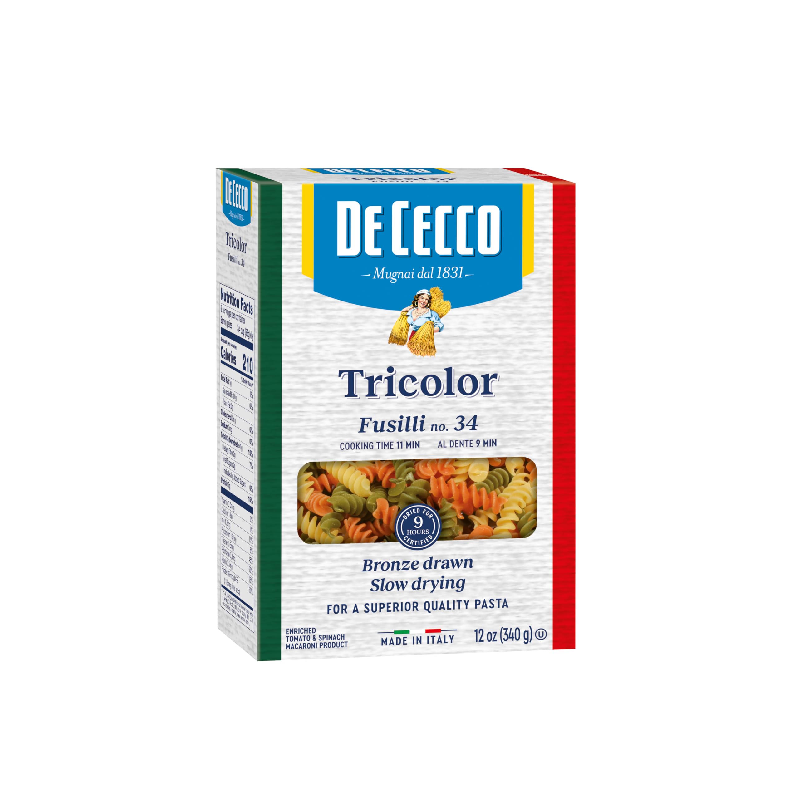 De Cecco Fusilli Tricolor Short Cut Pasta