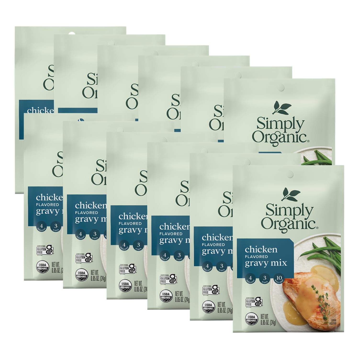 SIMPLY ORGANIC (Pack of 36) Simply Organic Mix Gravy Roasted Chicken Seasoning Spice Pac 0.9 Oz