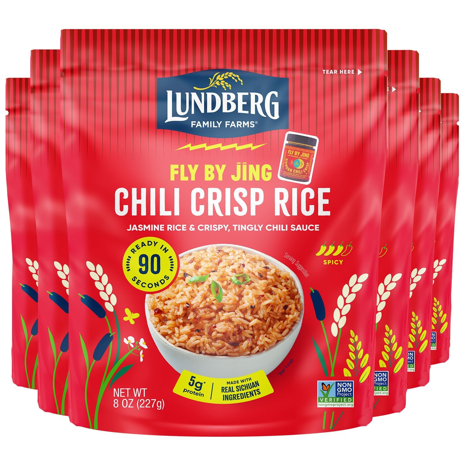 LUNDBERG (Pack of 18) Lundberg Rice Chili Crisp Ready to Heat Grain & Rice Dish 8 Oz