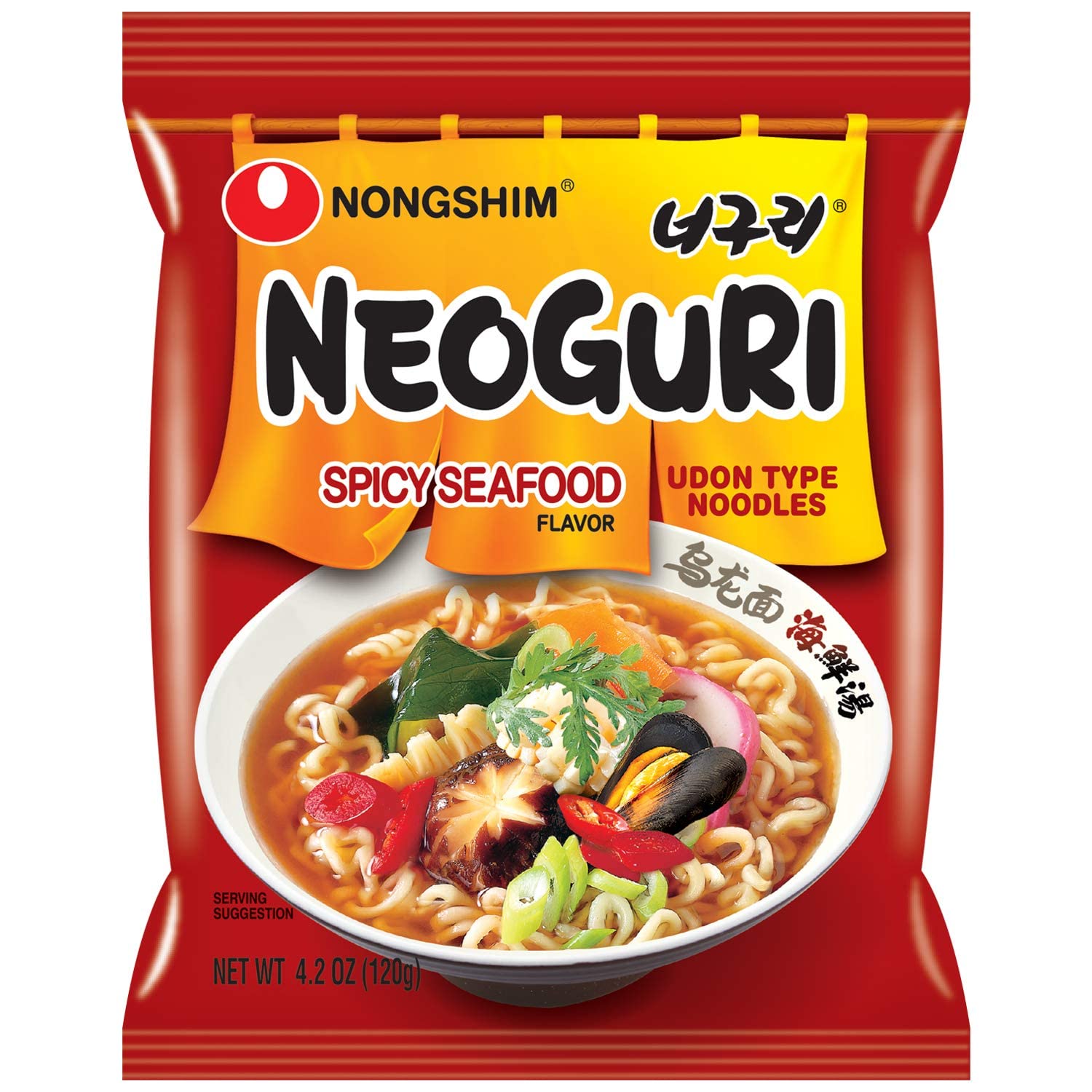NONG SHIM (Pack of 40) Nongshim Neoguri Spicy Seaweed Ramen Instant Noodle 4.2 Oz
