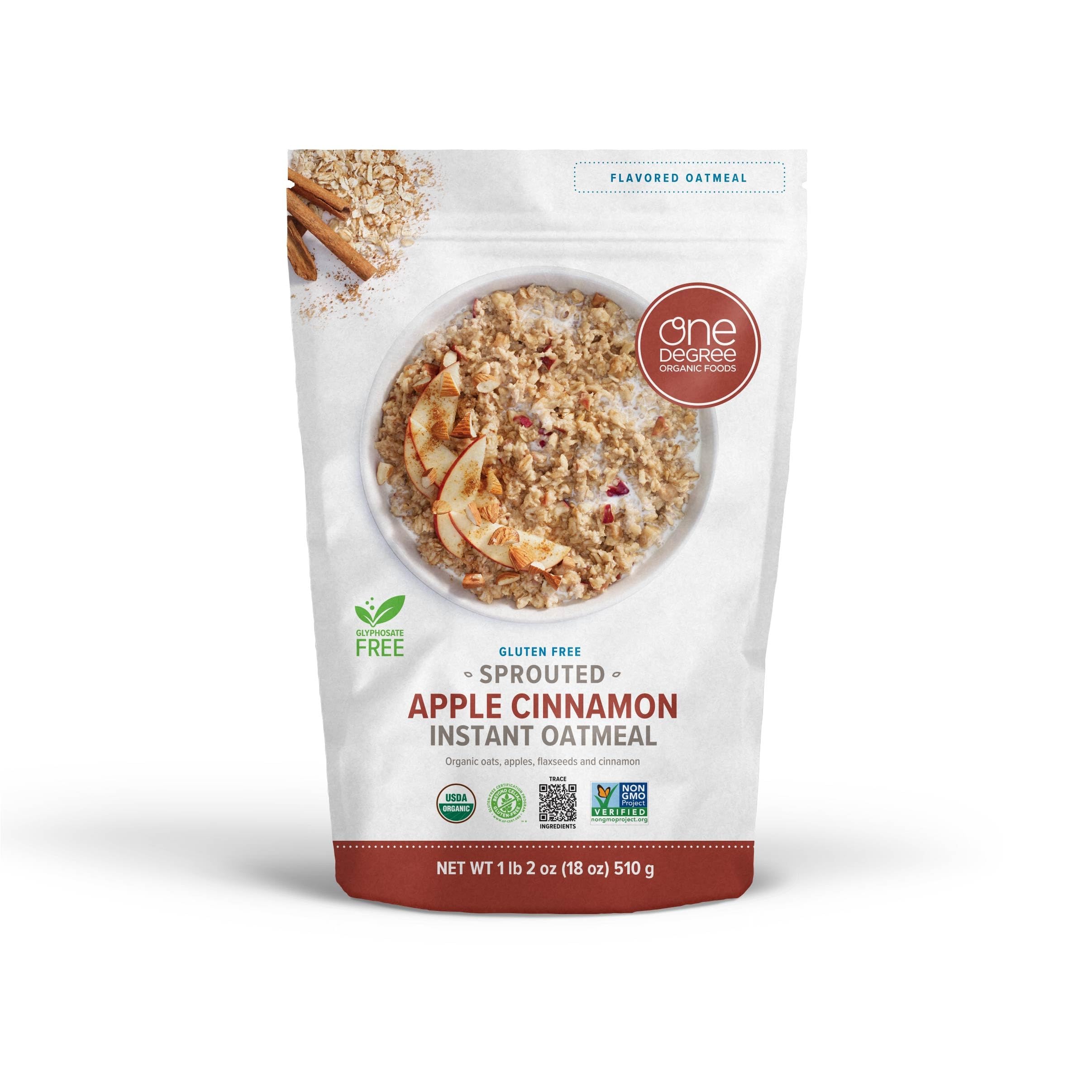 One Degree Organic Foods Instant Oatmeal Apple Cinnamon Organi