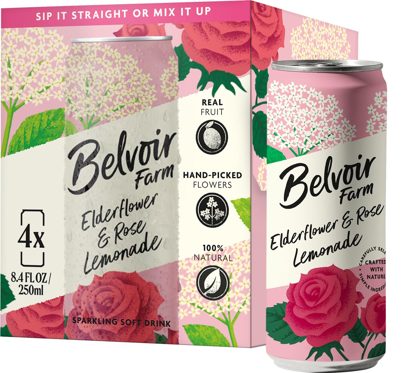 Belvoir Lemonade Elderflower & Rose 4P Natural Beverage