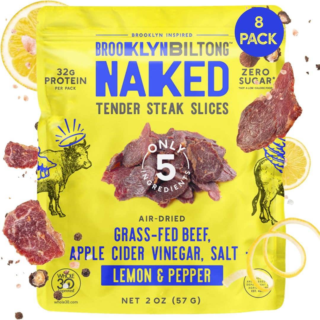 Brooklyn Biltong Steak Slices Lemon Pepper Biltong Jerky