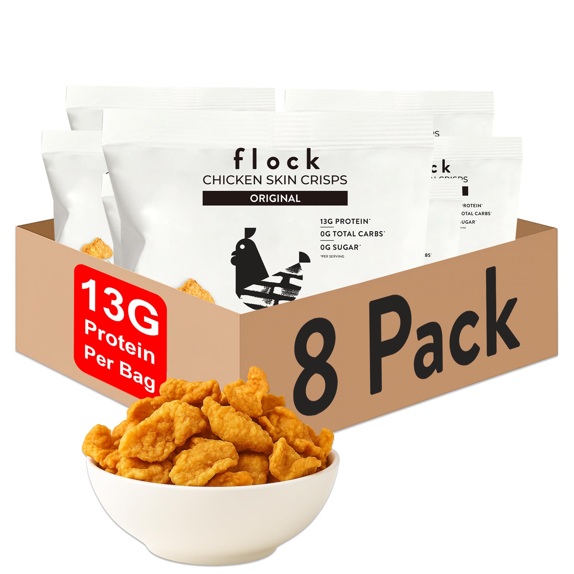 FLOCK (Pack of 16) Flock Chips Chicken Original Protein Snack 1 Oz