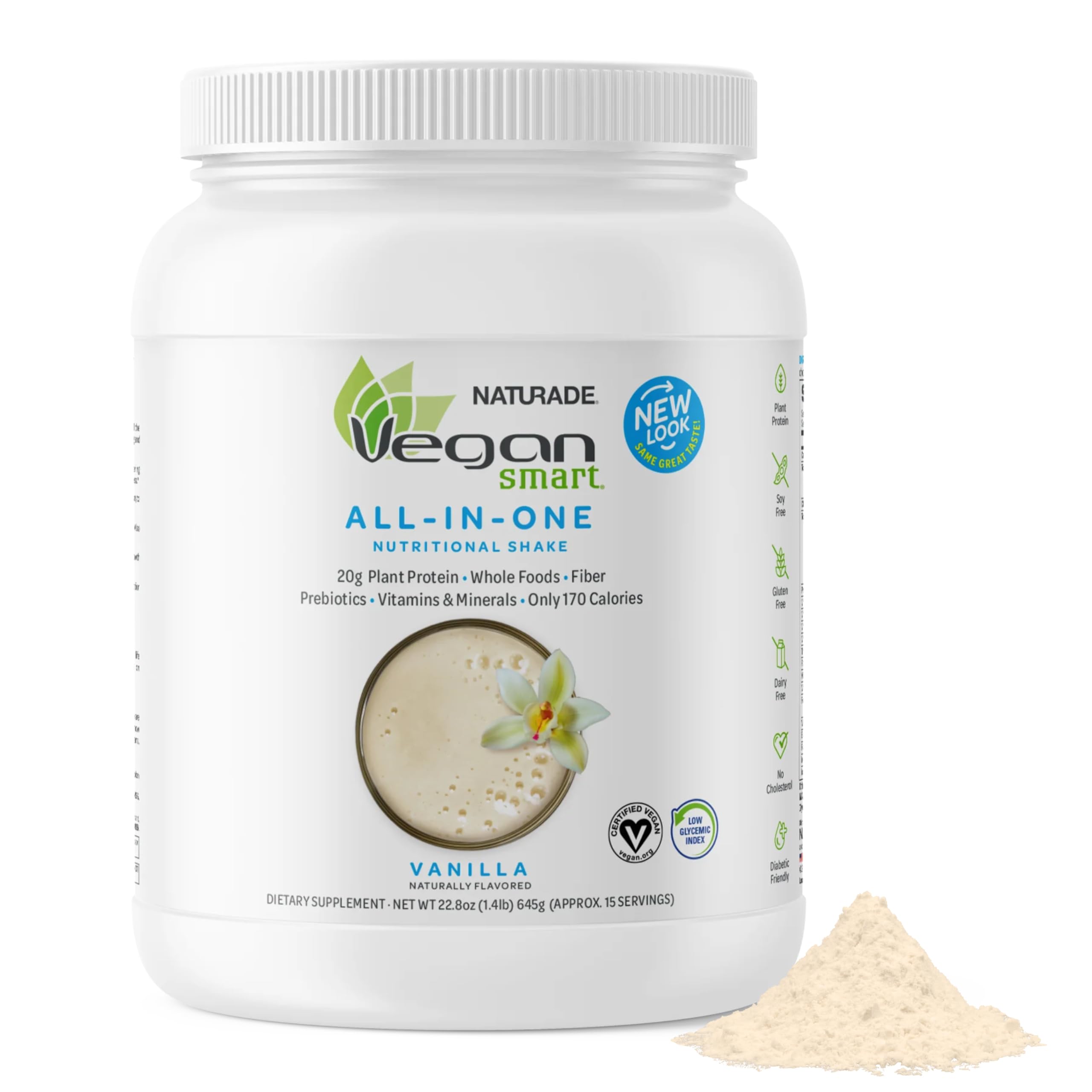 Naturade Vegansmart Naturade All-Inch-One Plant-Based Shake – Low Sugar Nutrition with Protein, Fiber, Vitamins & Minerals, Supports Balanced Energy & Wellness, Vanilla, Vegan