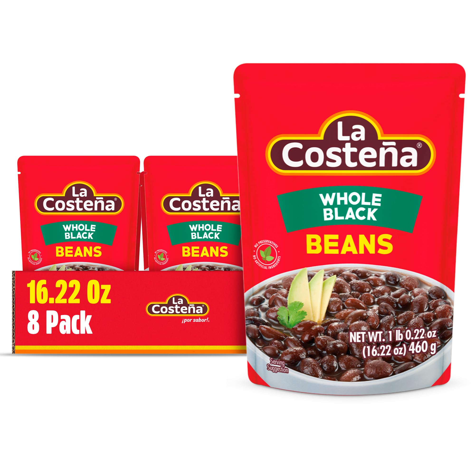 LA COSTENA (Pack of 16) La Costena Black Whole Beans Natural Mexican Authentic Bag 16.22 Oz