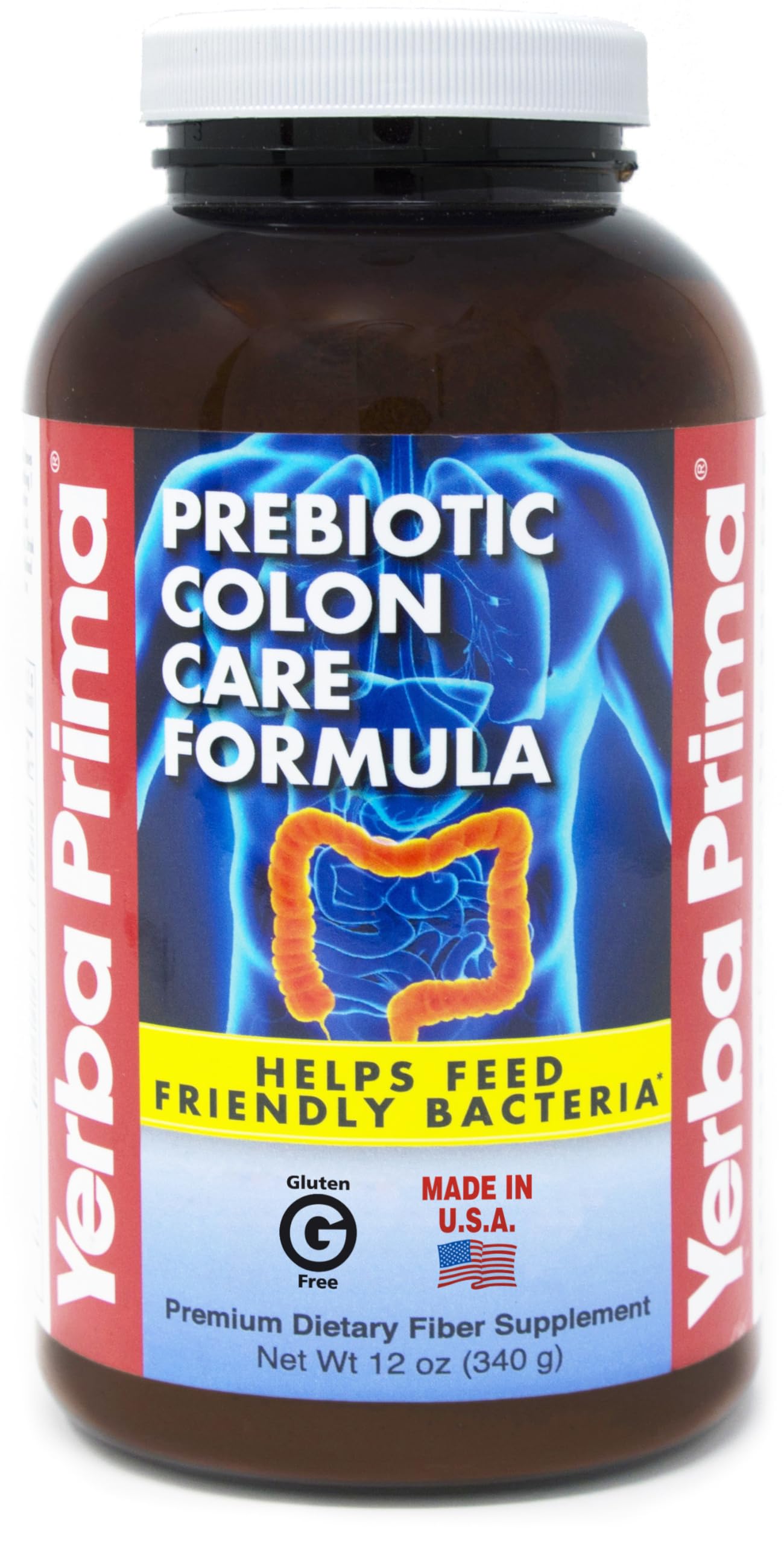 YERBA PRIMA (Pack of 4) Yerba Prima Fiber Powder Colon Prebiotic Supplement 12 Oz