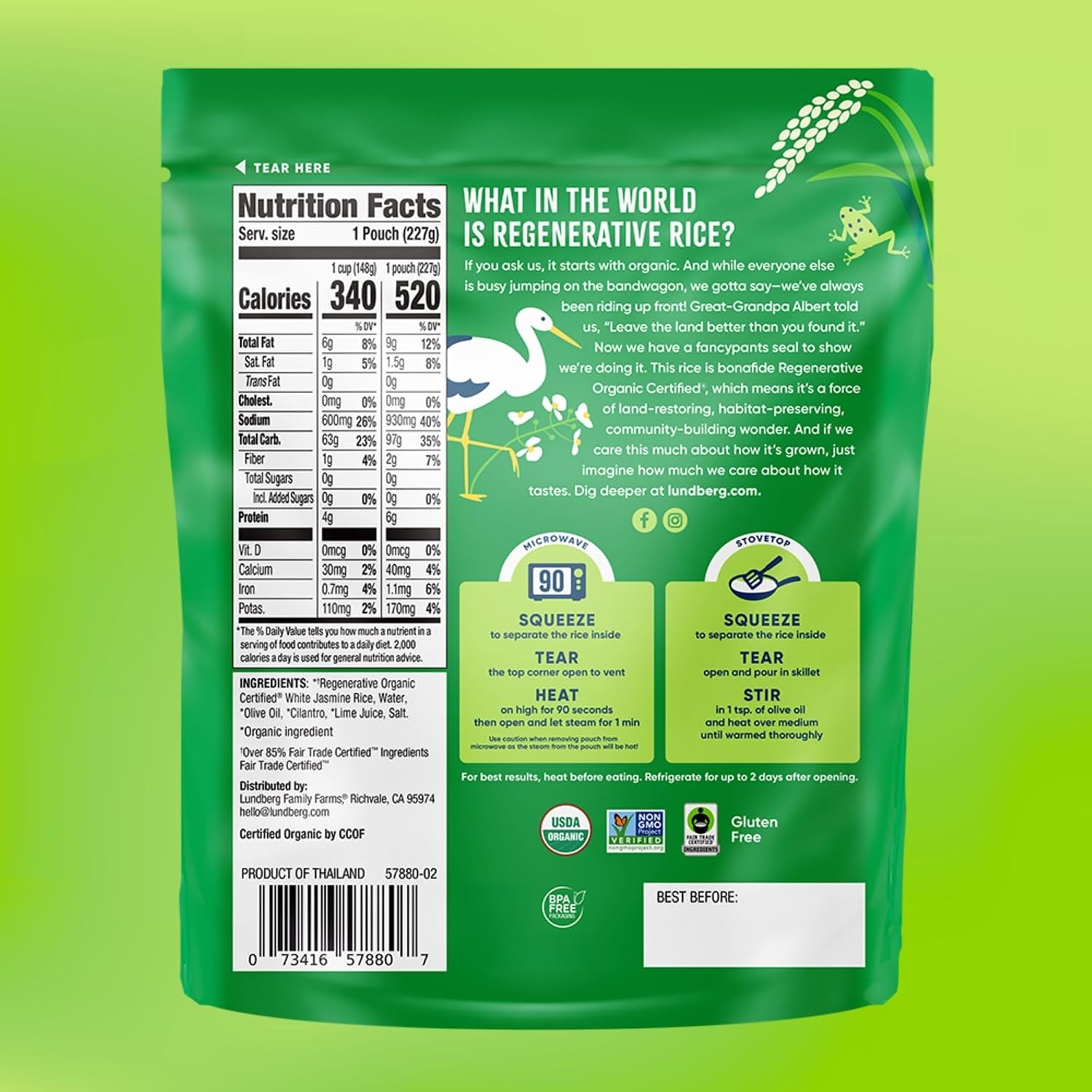 LUNDBERG (Pack of 18) Lundberg Rice Cilantro Lime Rice 8 Oz