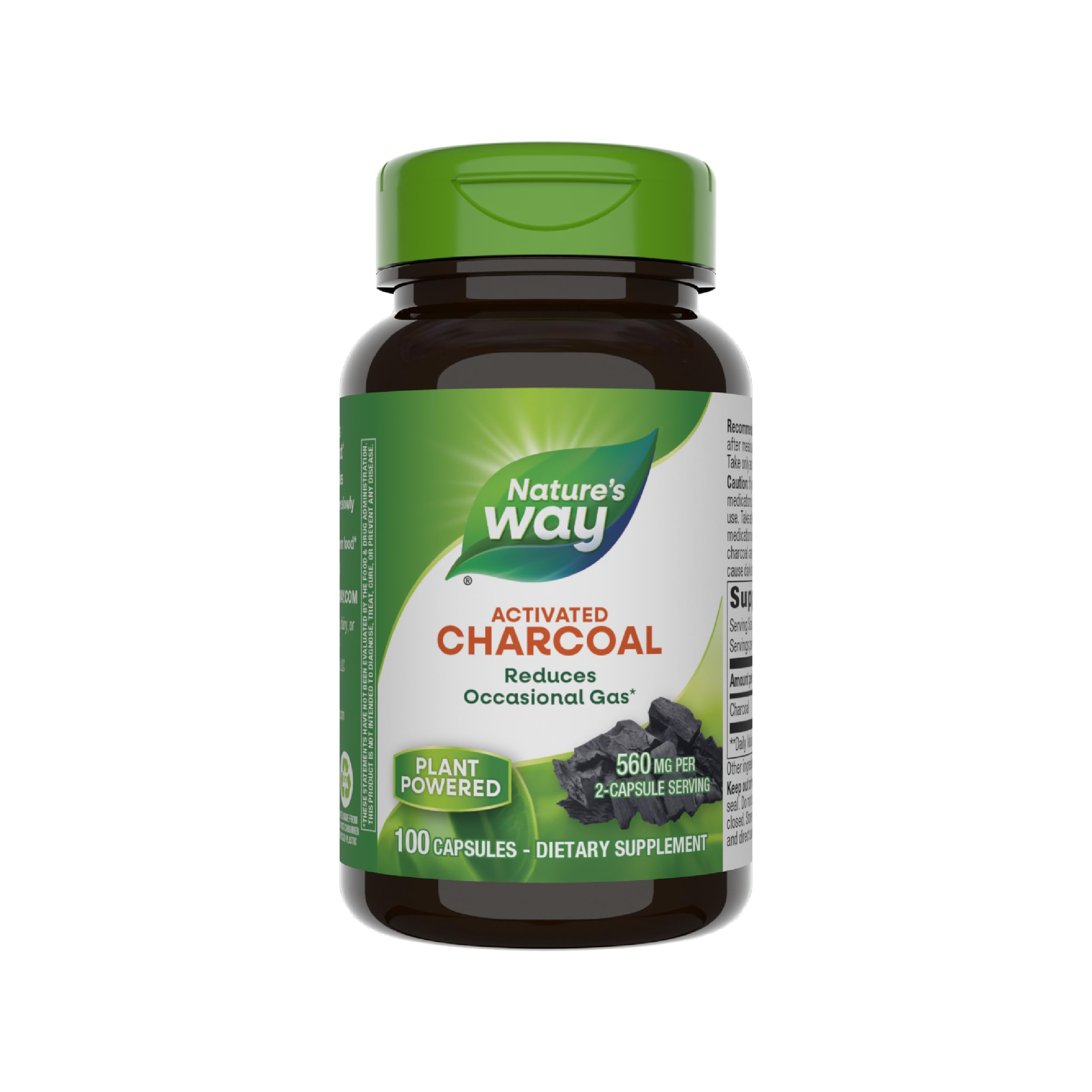 NATURES WAY (Pack of 6) Nature's Way Activated Charcoal Capsules for Heartburn 100 Capsules