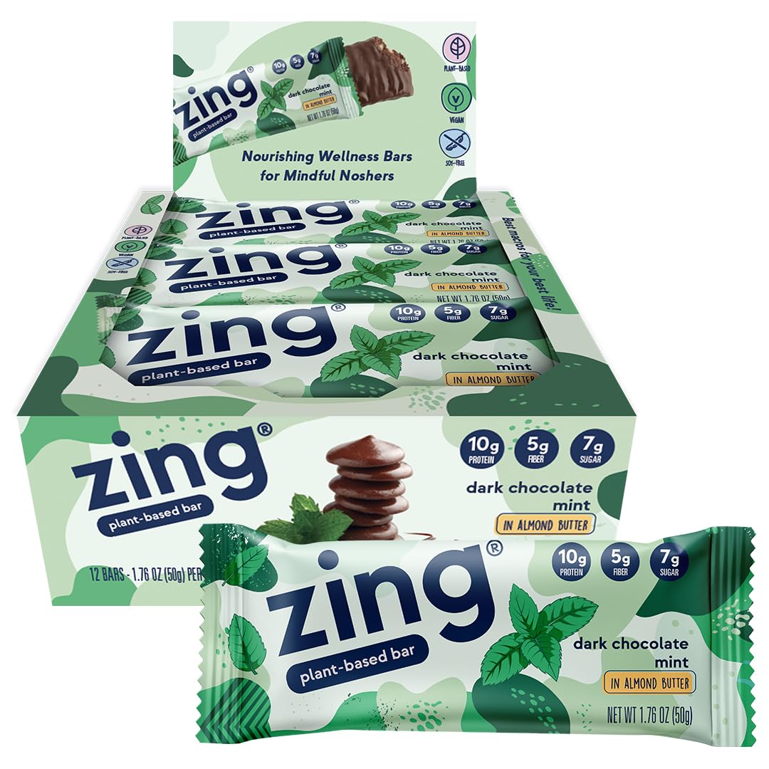 Zing Bars Zing Dark Chocolate Mint Protein Nutrition Bars