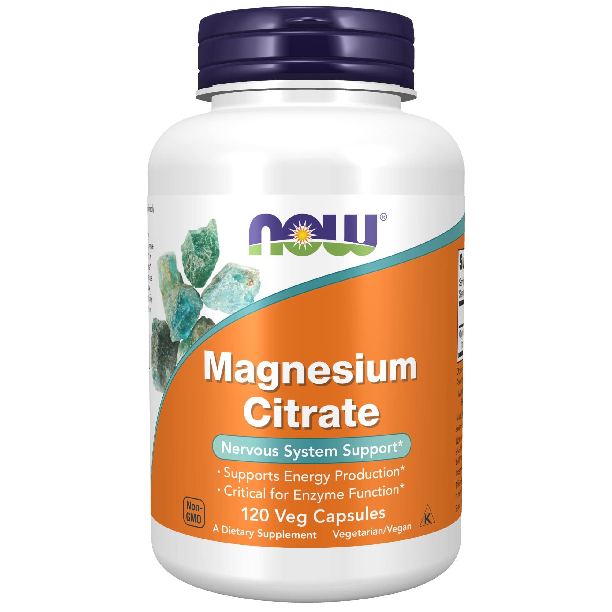 NOW (Pack of 5) Now Foods Magnesium Citrate Mineral Suppleme 120 Vegetarian Capsules
