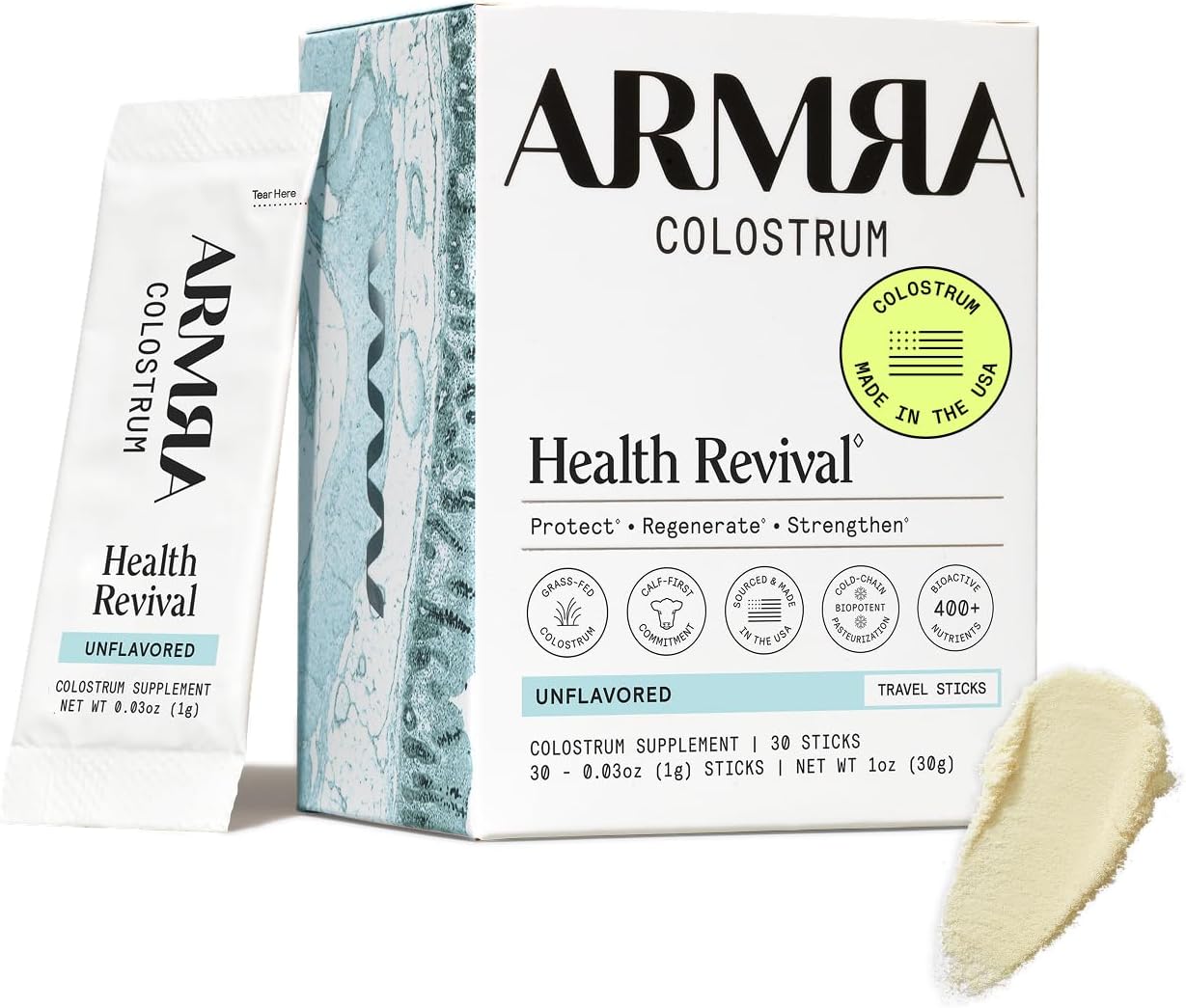 Armra Colostrum Unflavored Probiotic Digestive Aid Powder 30 Packets