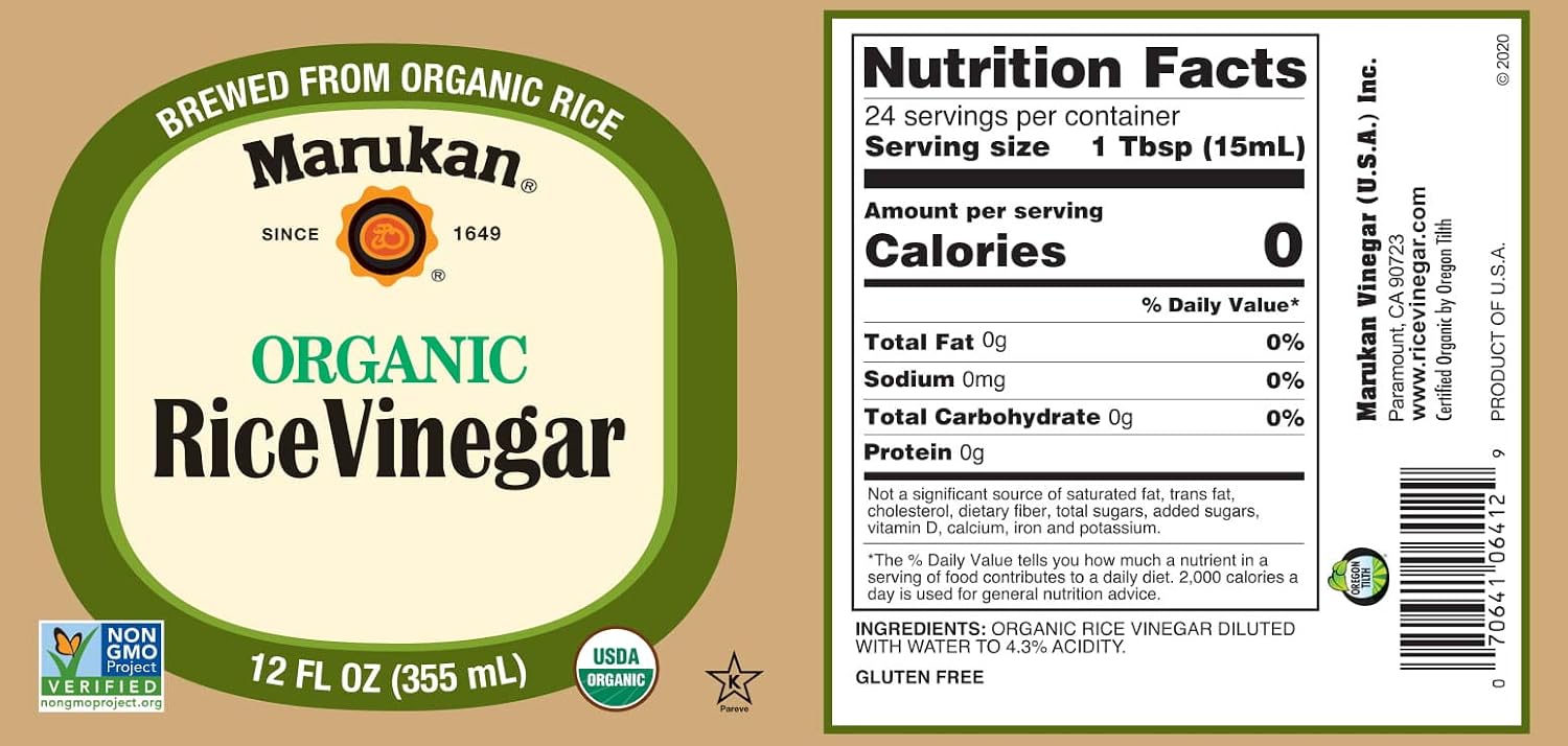 MARUKAN (Pack of 12) Marukan Organic Unseasoned Rice Vinegar 12 Fl Oz