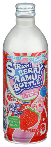 Sangaria Ramune Strawberry Bottle Can Soda Beverage