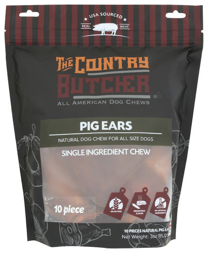 The Country Butcher Dog Chew Pigear Jumbo 10Pc 1 Bg