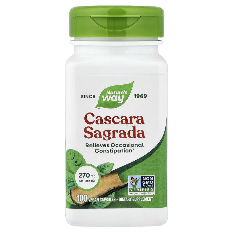 NATURES WAY (Pack of 6) Natures Way Cascara Sagrada Bark Digestive A 100 Vegetarian Capsules