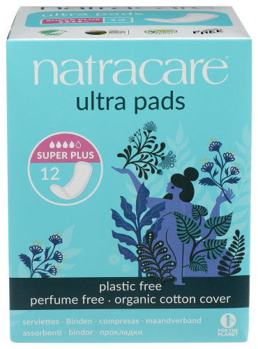NATRACARE (Pack of 9) Natracare Ultra Super Plus Pads Ultra Super Plus Sanitary 12 Pieces