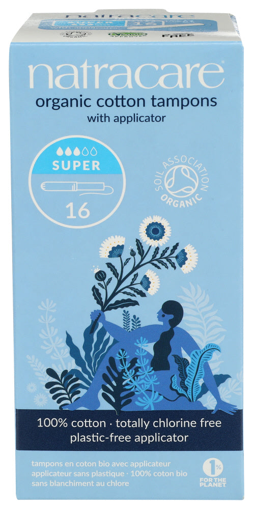 NATRACARE (Pack of 6) Natracare Super Tampons with Applicator 16 Pieces