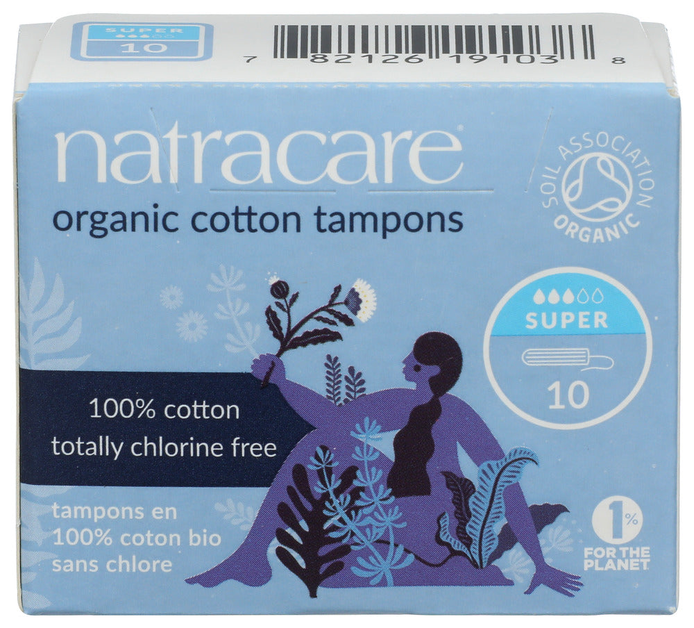 NATRACARE (Pack of 12) Natracare Tampon Super Plus Non Applicator Unscented 10 Pieces