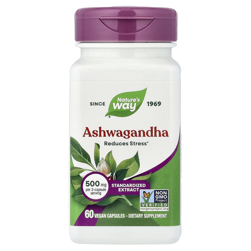 NATURES WAY (Pack of 4) Natures Way Ashwagandha Standardized Extract 60 Vegetarian Capsules