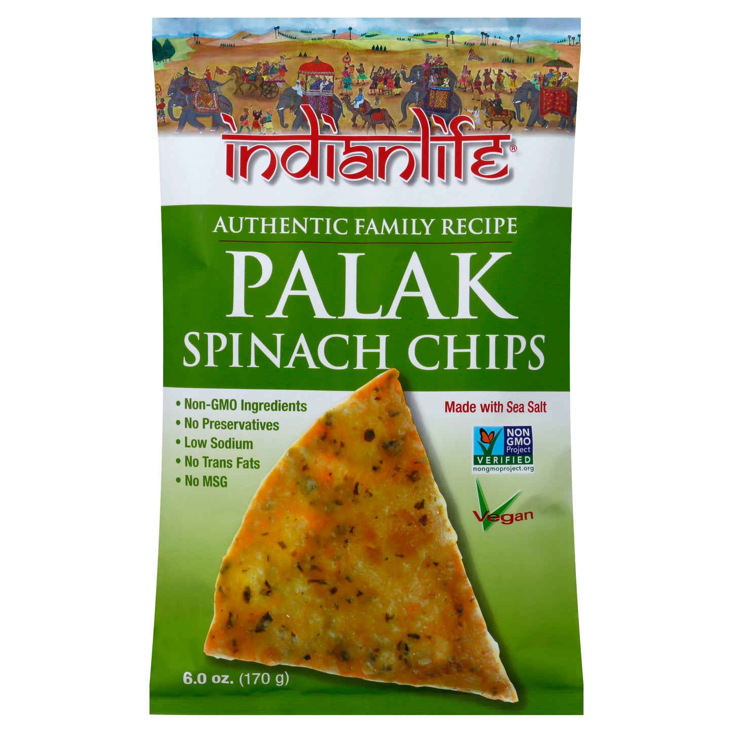 Indianlife Chips Palek Spinach 6 Oz (Pack Of 12)