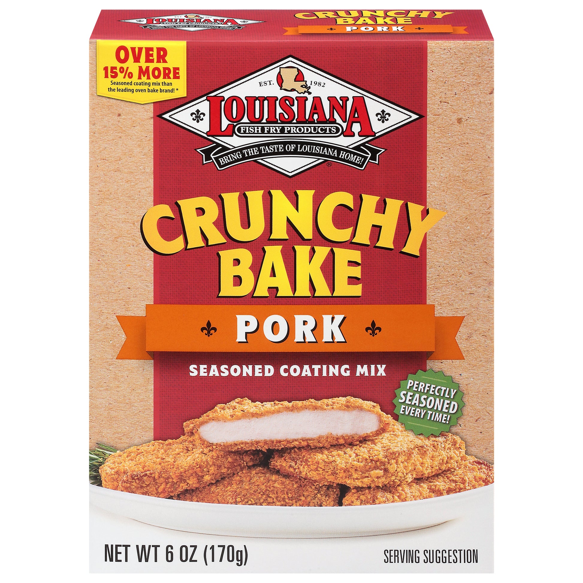 Louisiana Fish Fry Seasoning Crunchy Bake Pork 6 oz (Pack Of 6)