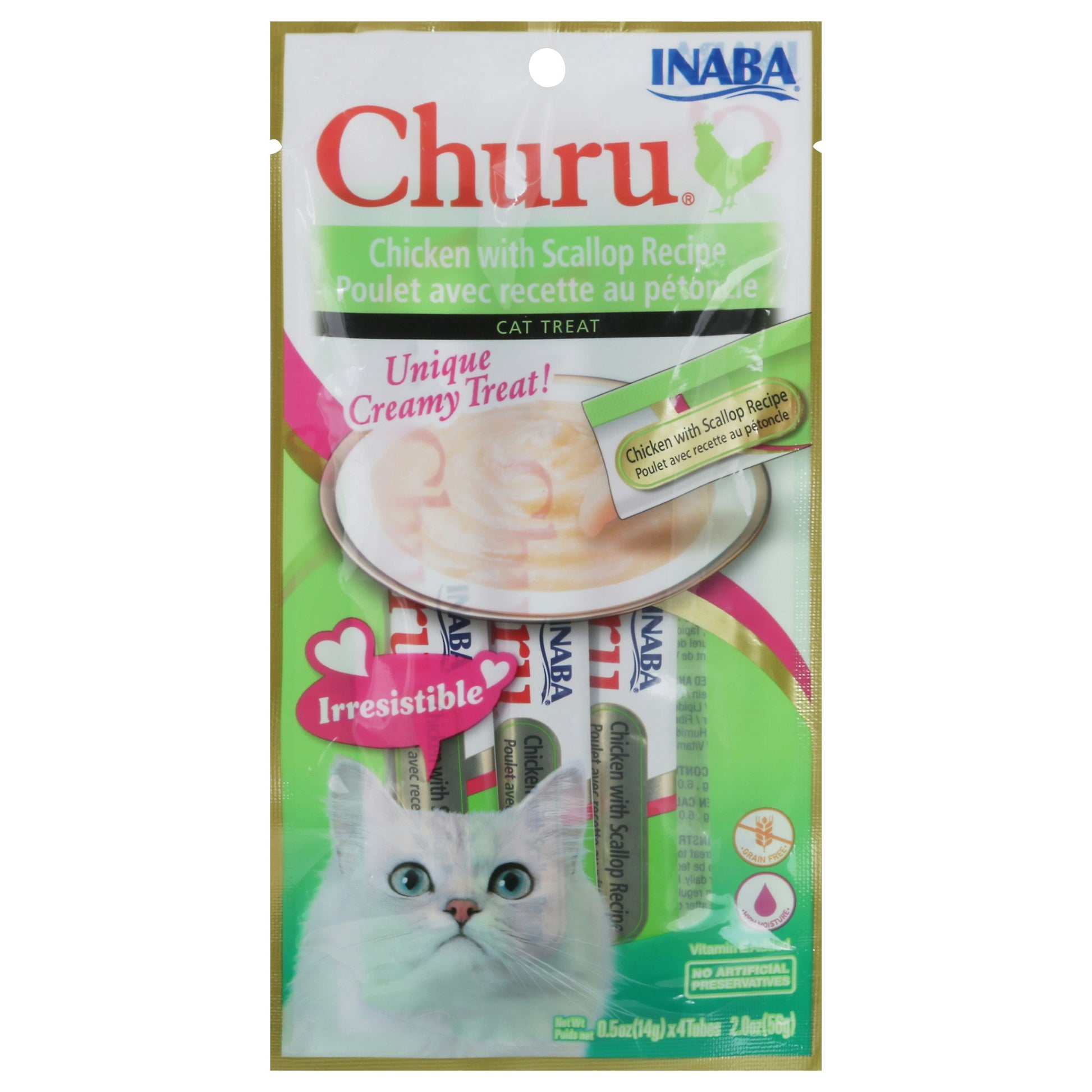 Inaba Treat Cat Chicken Scallop 2 Oz Pack of 8