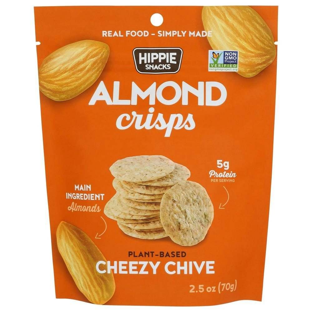 Hippie Snacks Cheezy Chive Almond Crisps 2.5 Oz Pack of 8