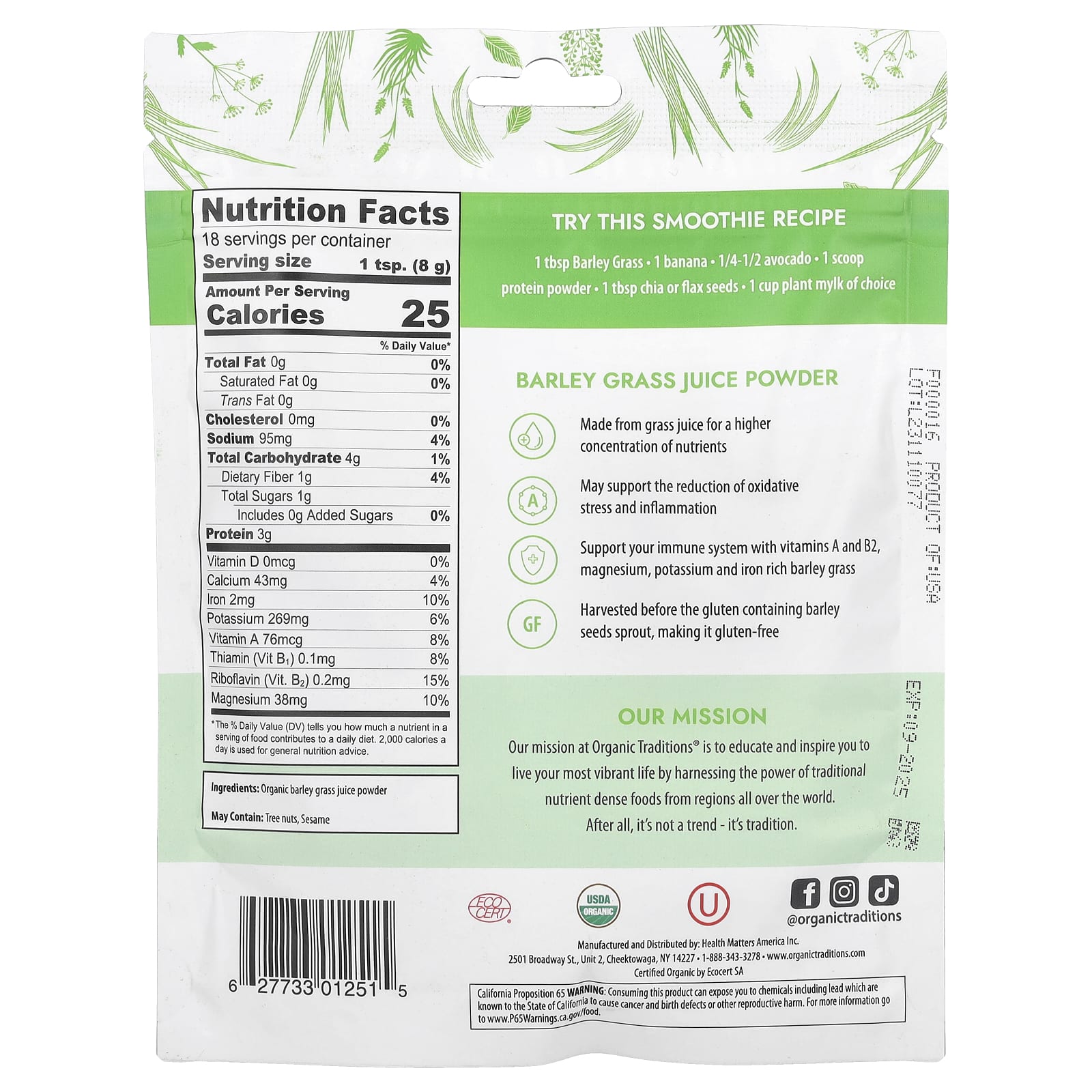 ORGANIC TRADITI (Pack Of 4) Organic Traditions Superfood Green Barley 5.3 Oz