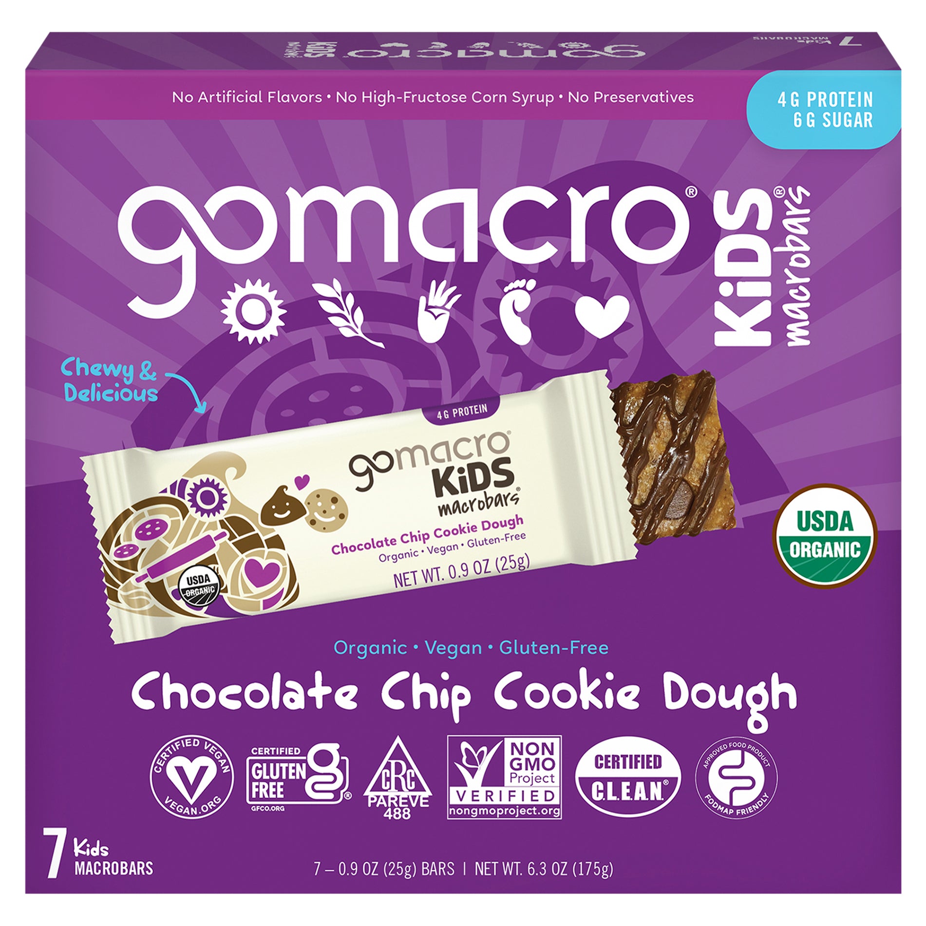 Gomacro Bar Chocolate Chips Cookie Dough Kids 7Pk 6.3 oz (Pack Of 7)
